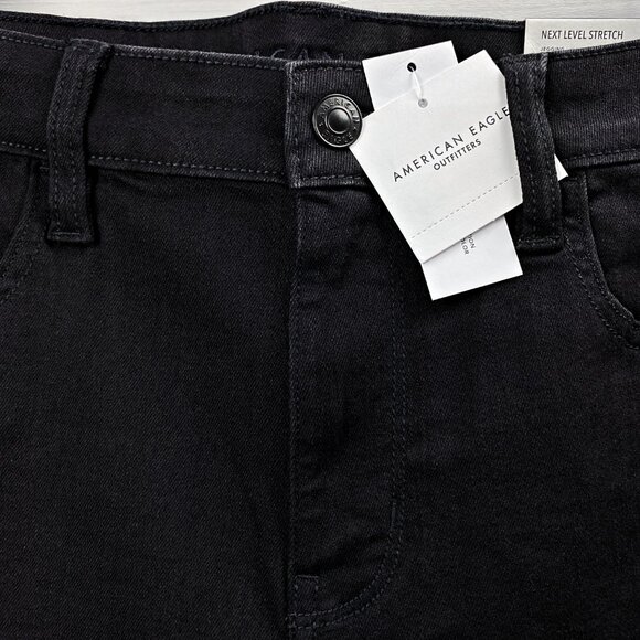 American Eagle Y2K Mid Low Rise Jeggings Black Skinny Jeans 12 Stretchy Slimming - Picture 10 of 12